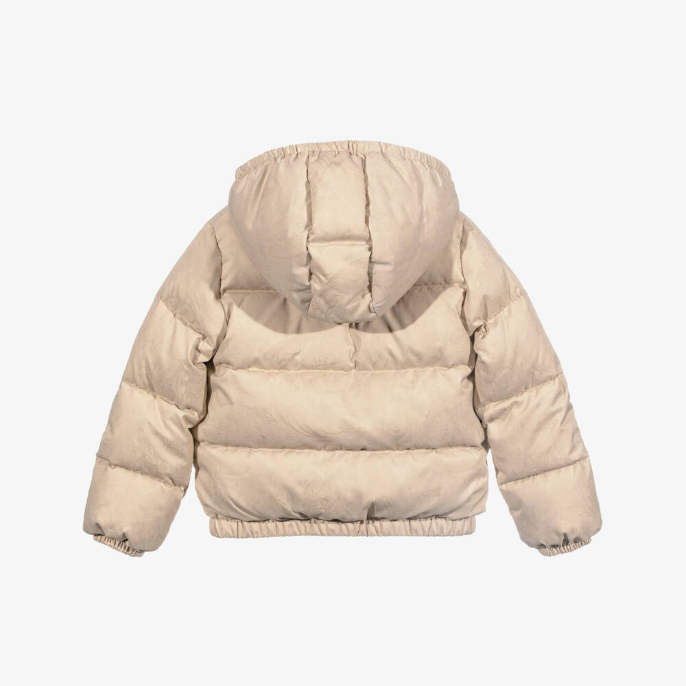 Versace-Beige Down Padded Whisper Baroque Junior Jacket | Childrensalon Outlet
