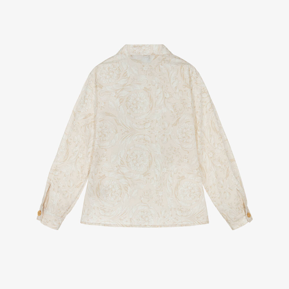 Versace-Beige Whisper Barocco Cotton Shirt | Childrensalon Outlet