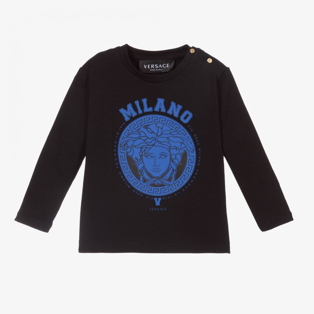 Versace - Haut noir et bleu Medusa | Childrensalon