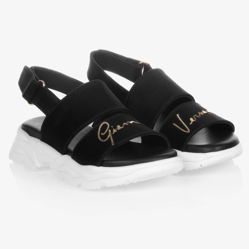 Versace-صندل بكعب سميك للبنات لون أسود | Childrensalon Outlet