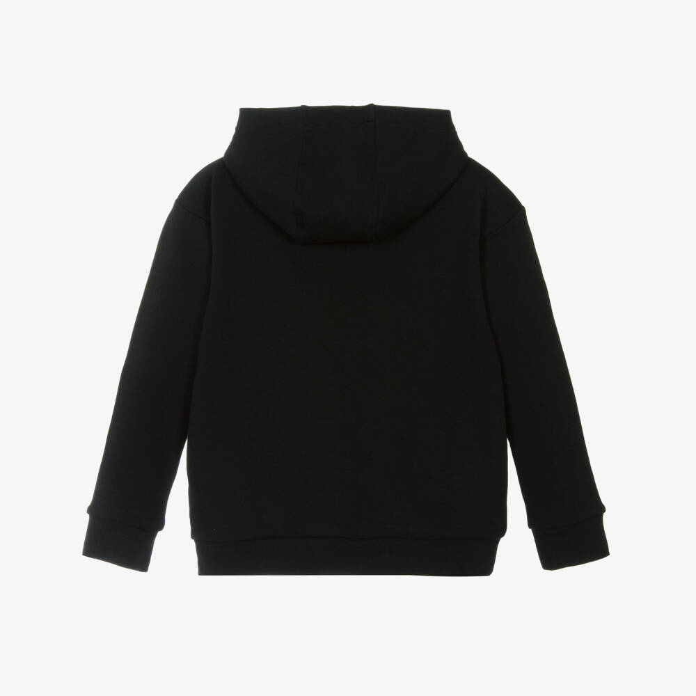 Versace-Black Cotton Hoodie with Pinned Logo Print | Childrensalon Outlet