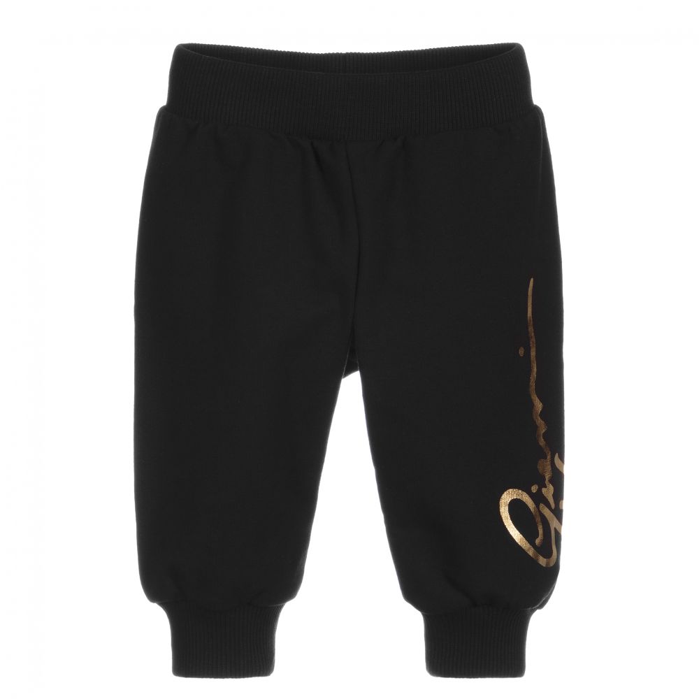 Versace - Черные спортивные брюки из хлопка с логотипом | Childrensalon