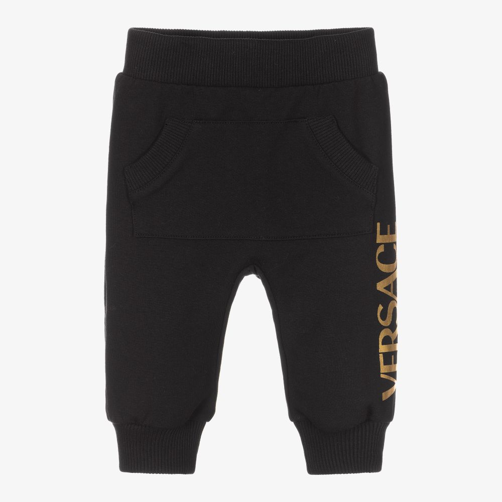 Versace-Black Cotton Logo Joggers | Childrensalon Outlet