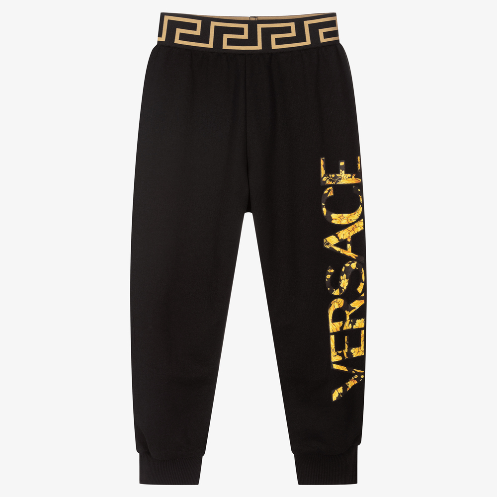 Versace - Black Cotton Logo Joggers | Childrensalon