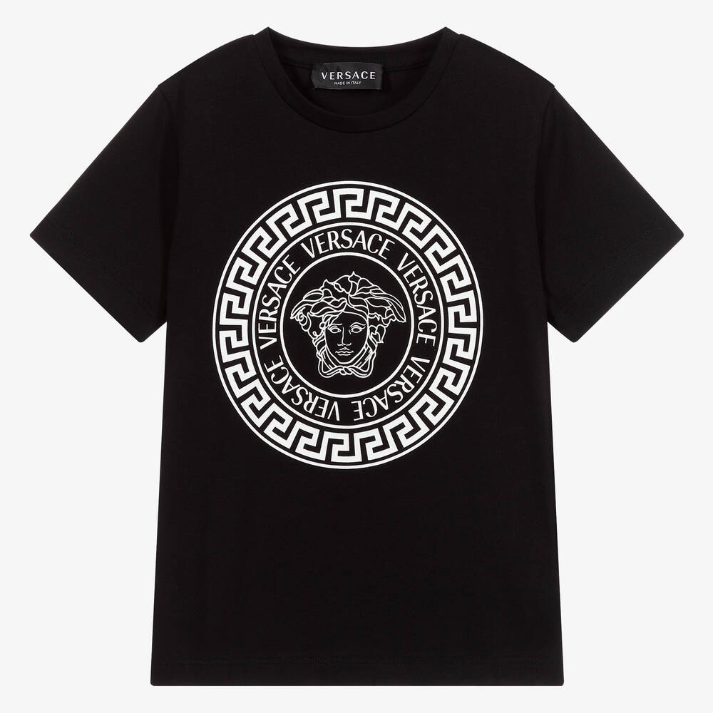 Versace - Black Cotton Logo T-Shirt | Childrensalon
