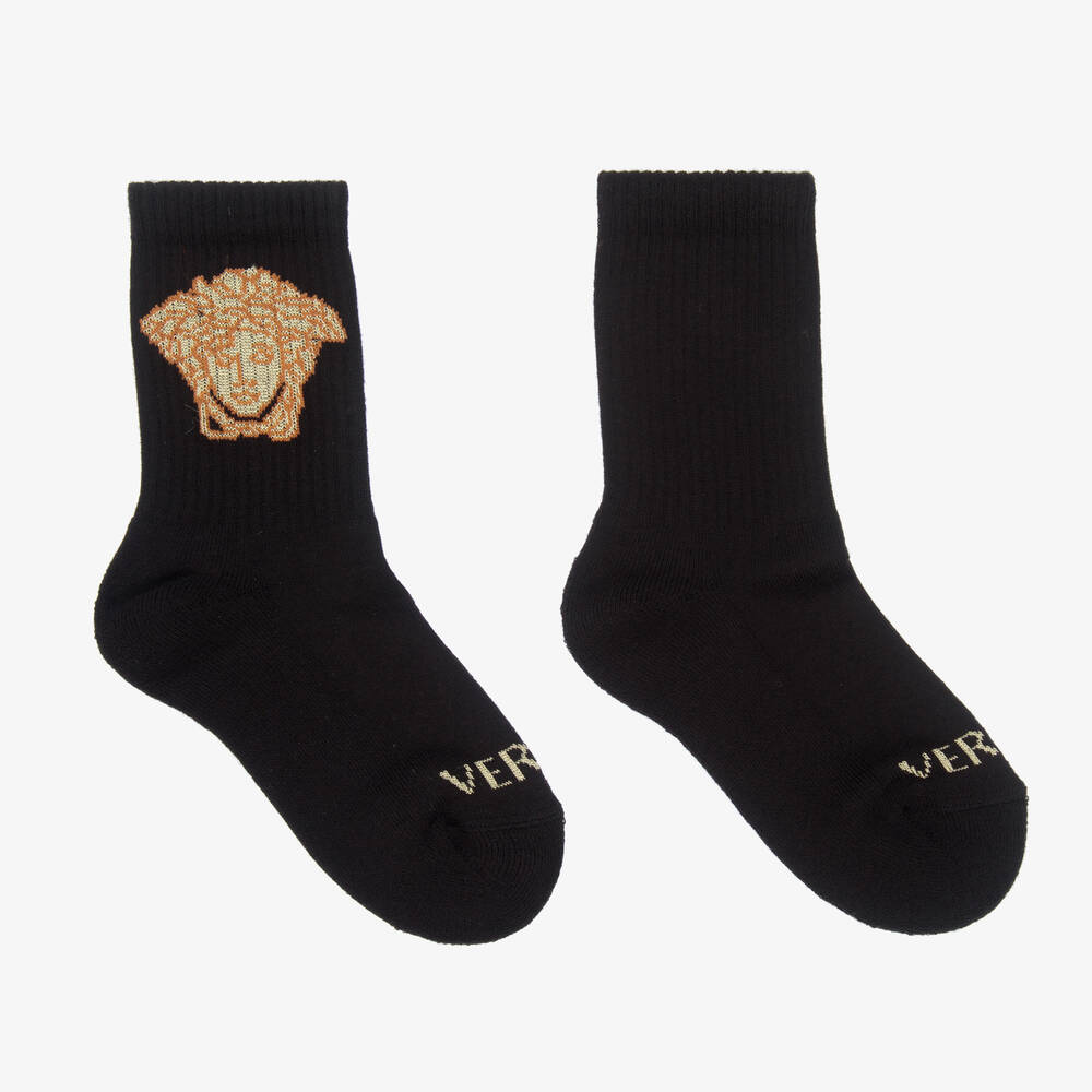 Versace - Black Cotton Medusa Socks | Childrensalon