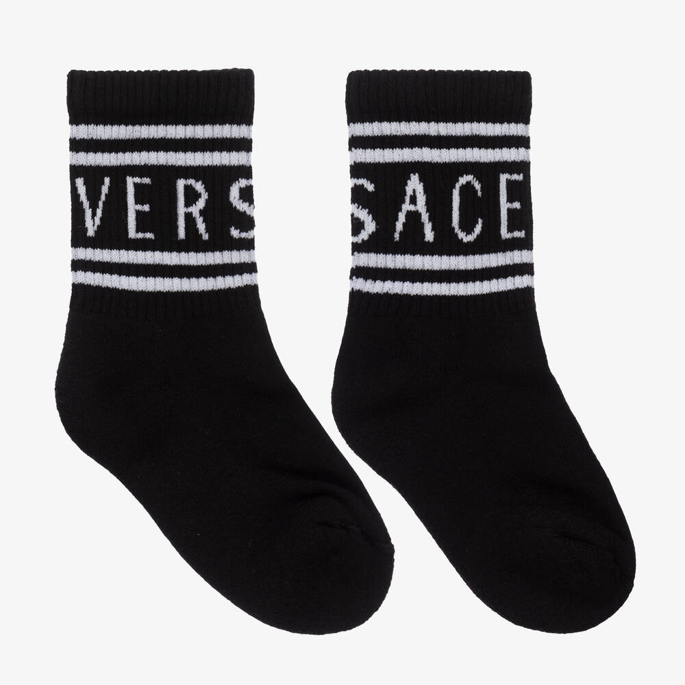 Versace - جوارب مزيج قطن لون أسود | Childrensalon