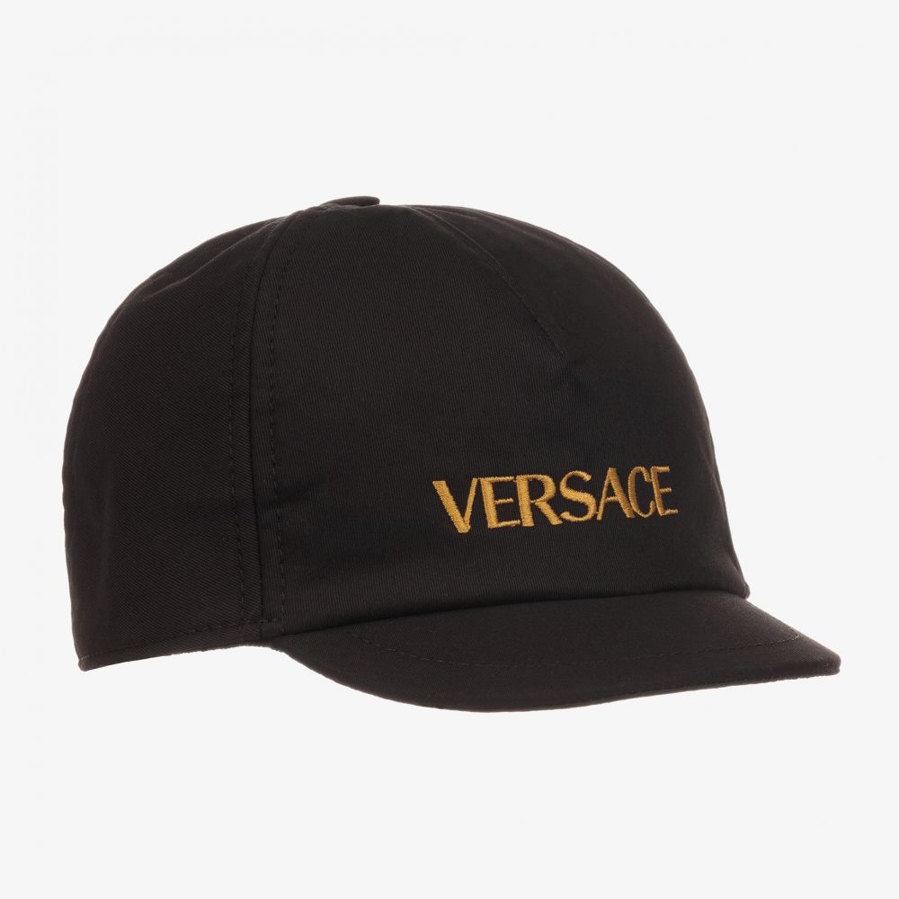 Versace - Black Cotton Twill Logo Cap | Childrensalon