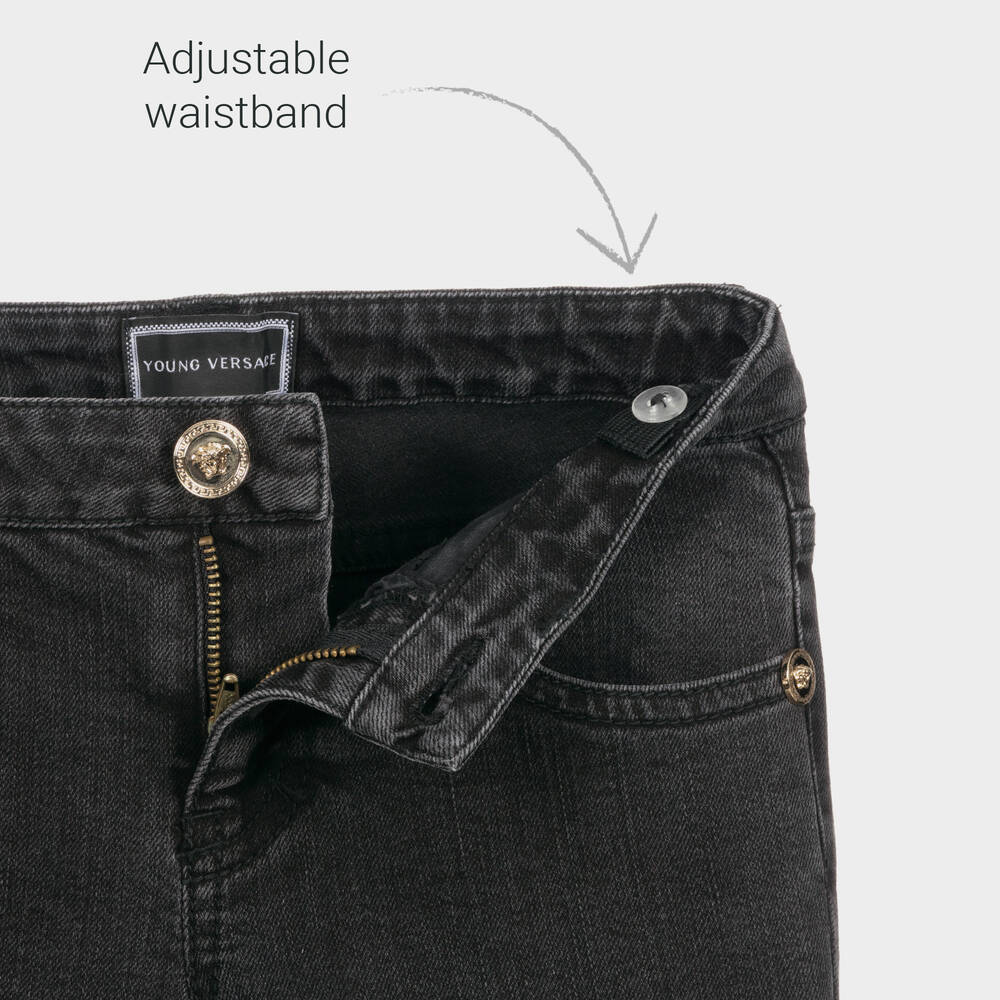 Versace-Black Denim Logo Jeans | Childrensalon Outlet