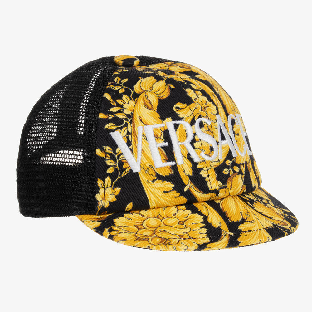 Versace - Casquette noire et dorée Barocco | Childrensalon