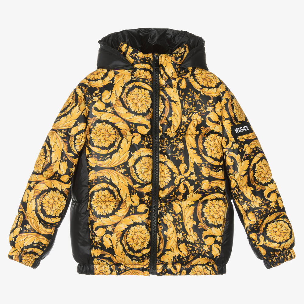 Versace - Barocco Daunenjacke Schwarz/Gold | Childrensalon