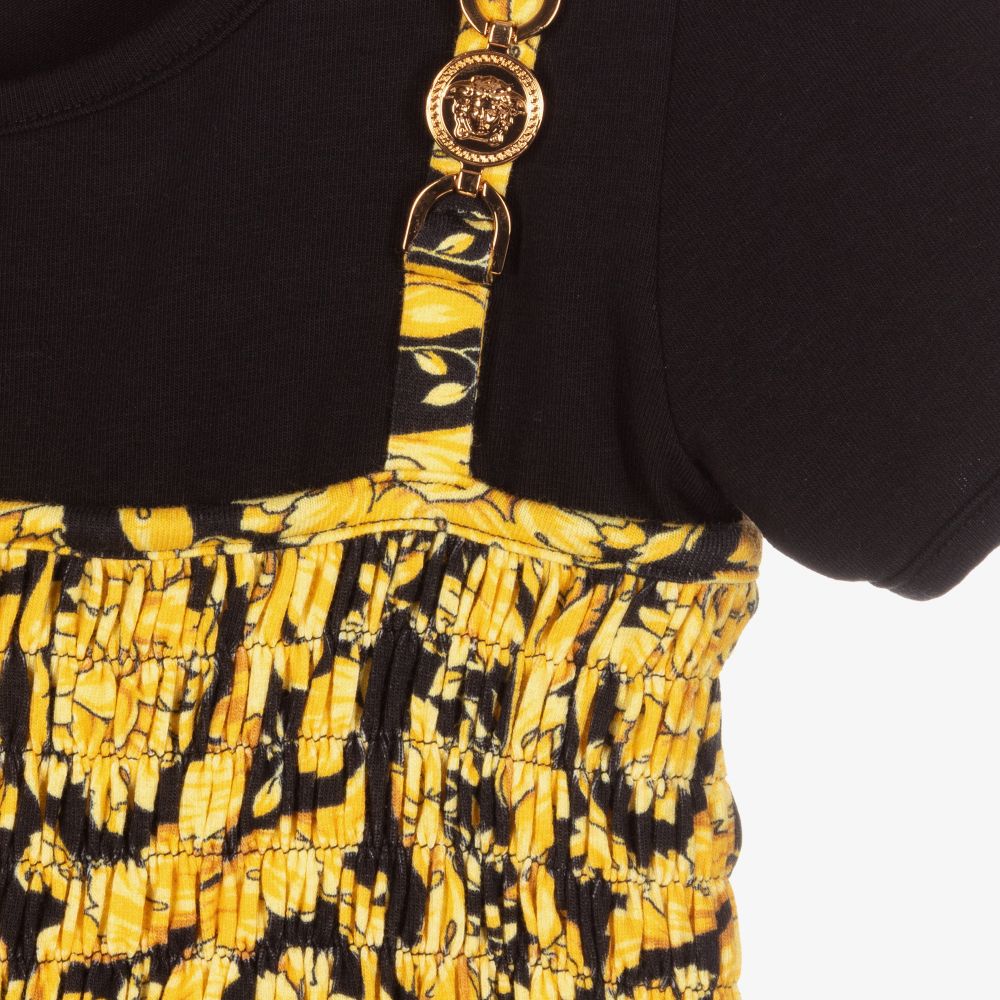 Versace-Black & Gold Barocco Dress | Childrensalon Outlet