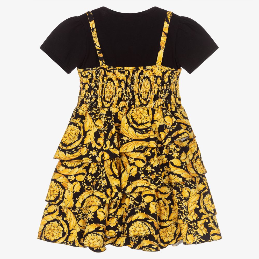 Versace-Black & Gold Barocco Dress | Childrensalon Outlet