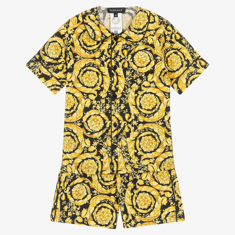 Versace - Black & Gold Barocco Pyjamas | Childrensalon