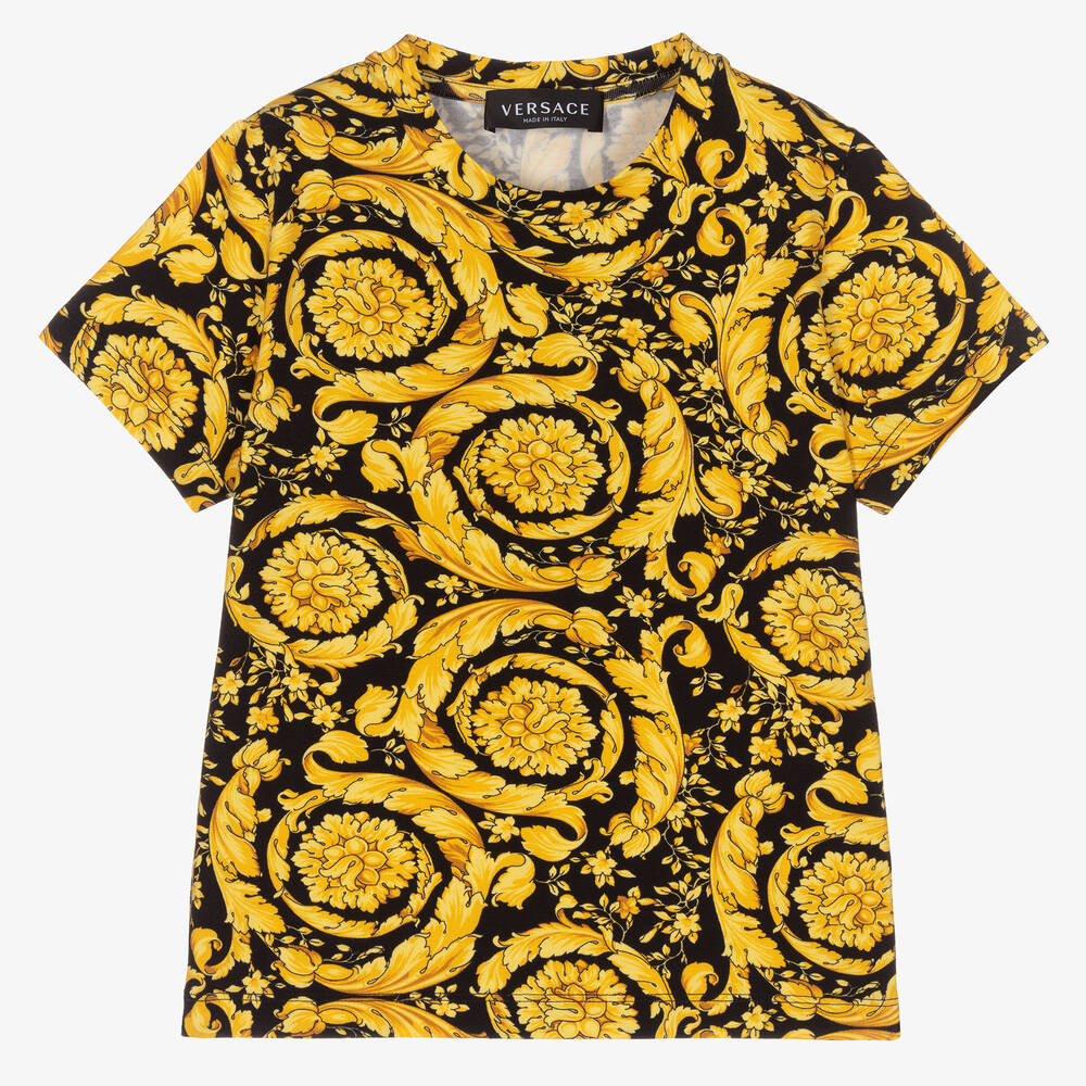 Versace - Black & Gold Barocco T-Shirt | Childrensalon