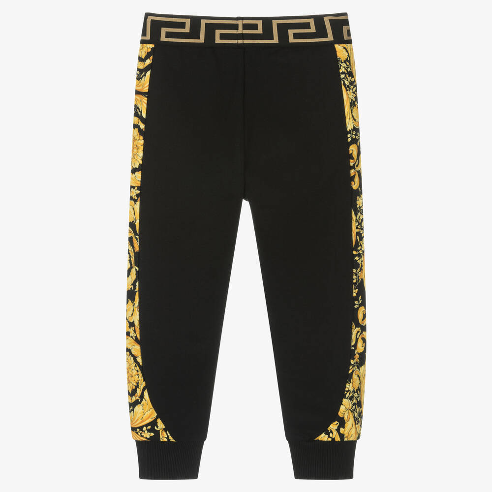 Versace-جوغرز بطبعة باروك قطن جيرسي لون أسود وذهبي | Childrensalon Outlet