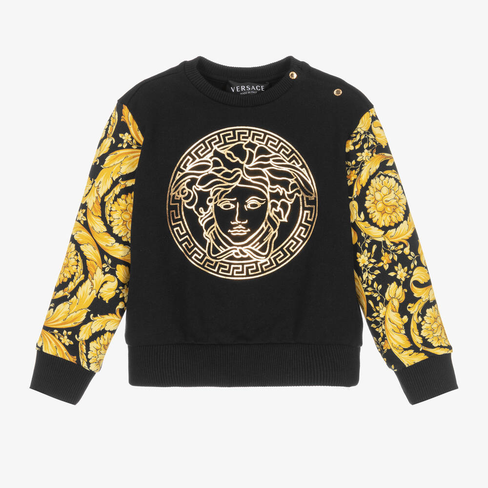 Versace - Black & Gold Cotton Barocco Sweatshirt | Childrensalon