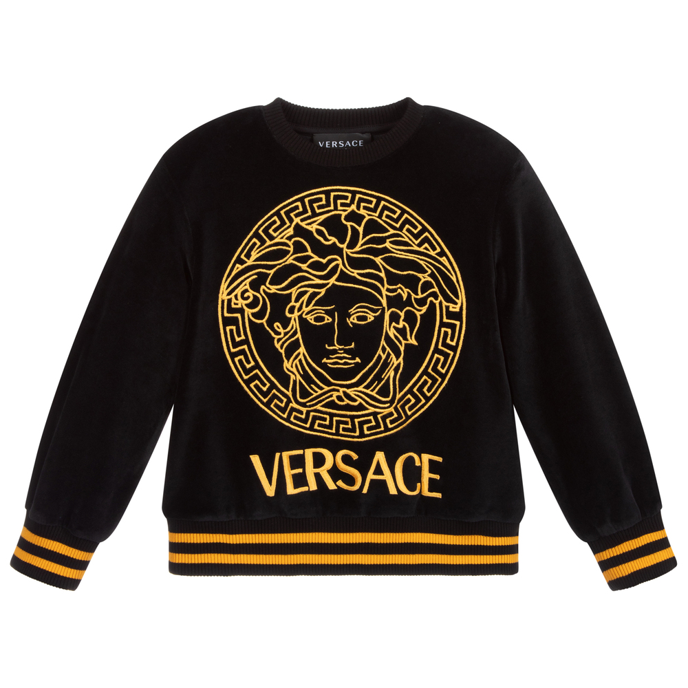 Versace - Black & Gold Velour Sweatshirt | Childrensalon