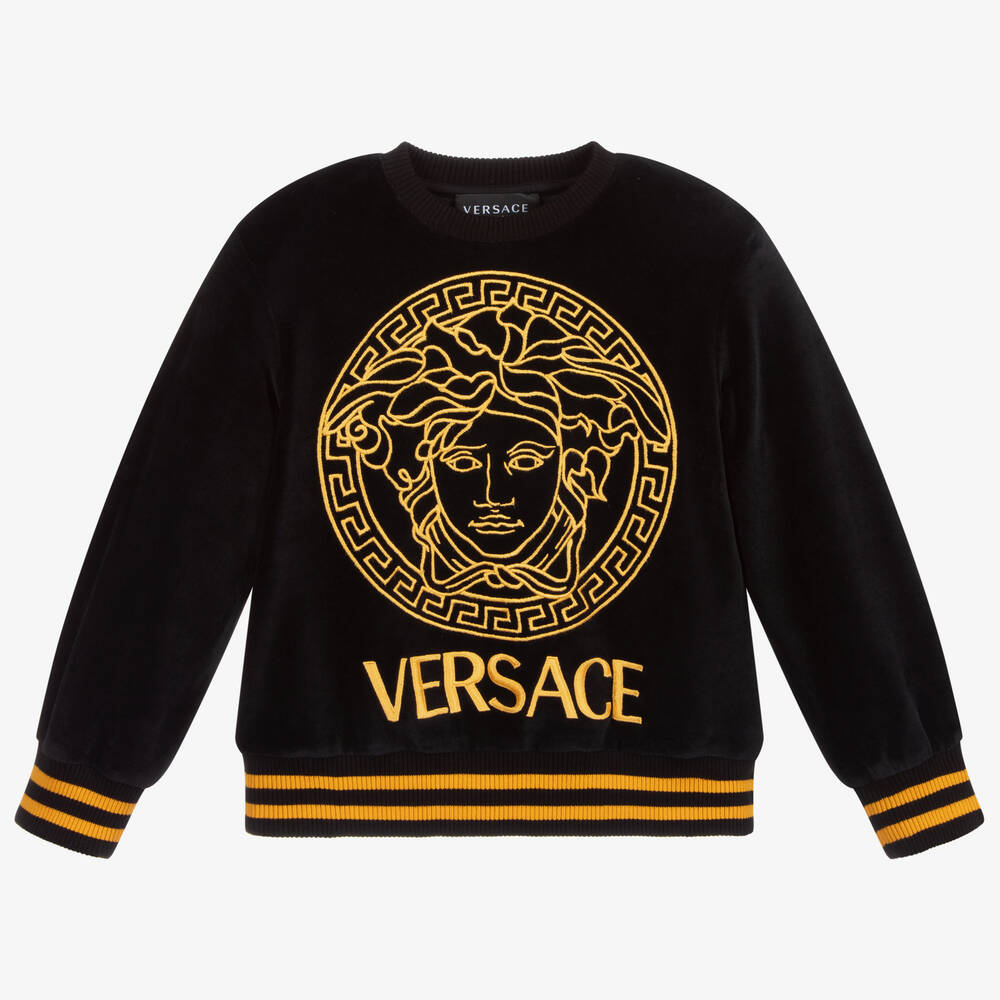 Versace - Черно-золотистая велюровая толстовка | Childrensalon