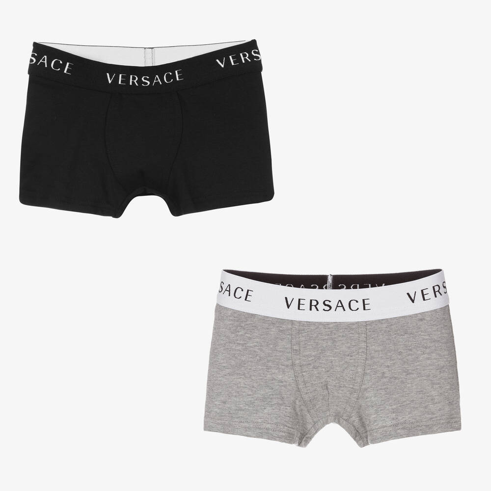 Versace - Boxers noirs et gris (x 2) | Childrensalon