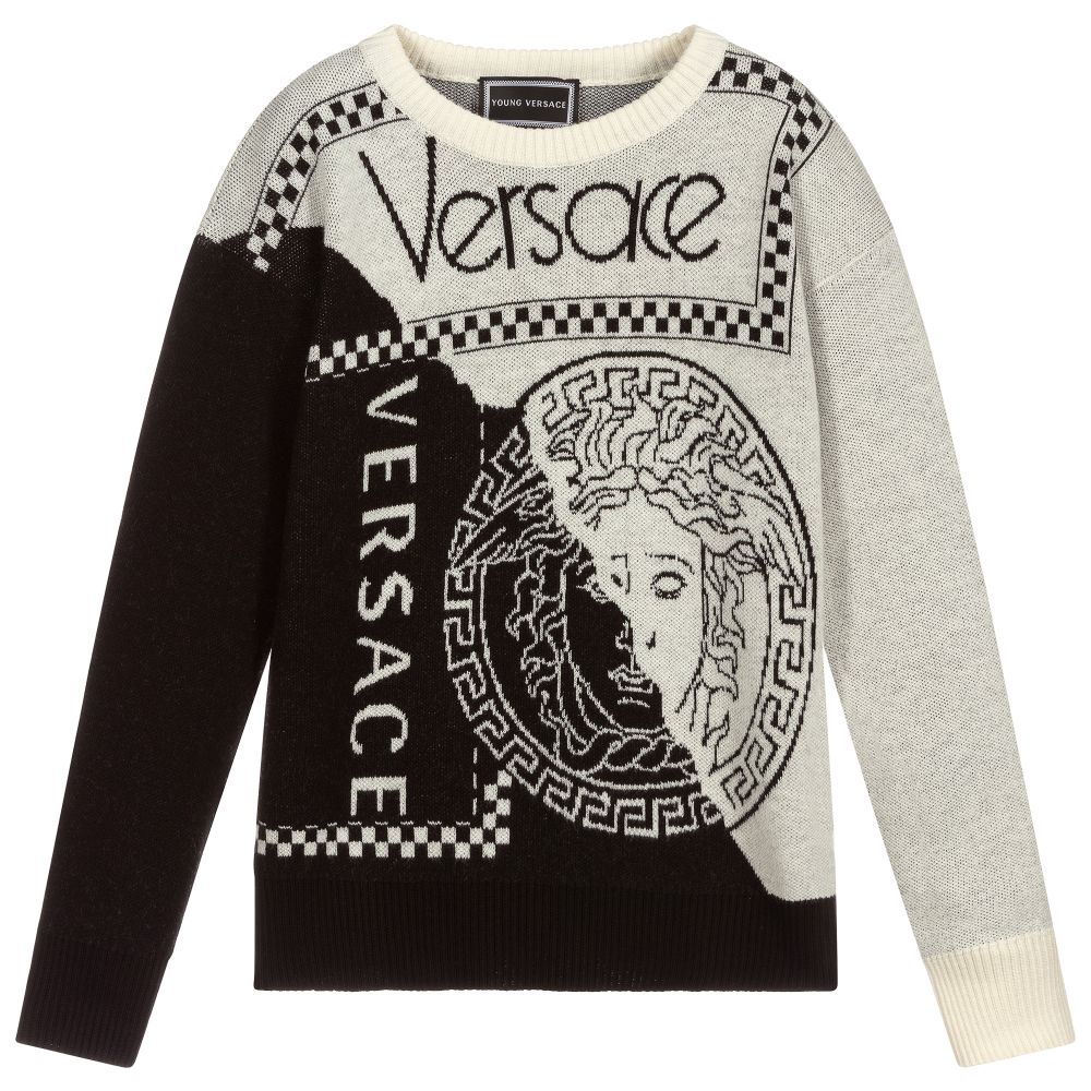 Versace - Black & Ivory Medusa Sweater | Childrensalon Outlet