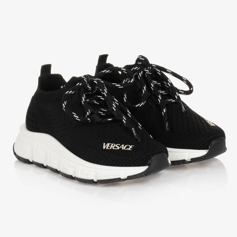 Versace - Schwarze Trigreca Strick-Sneakers | Childrensalon