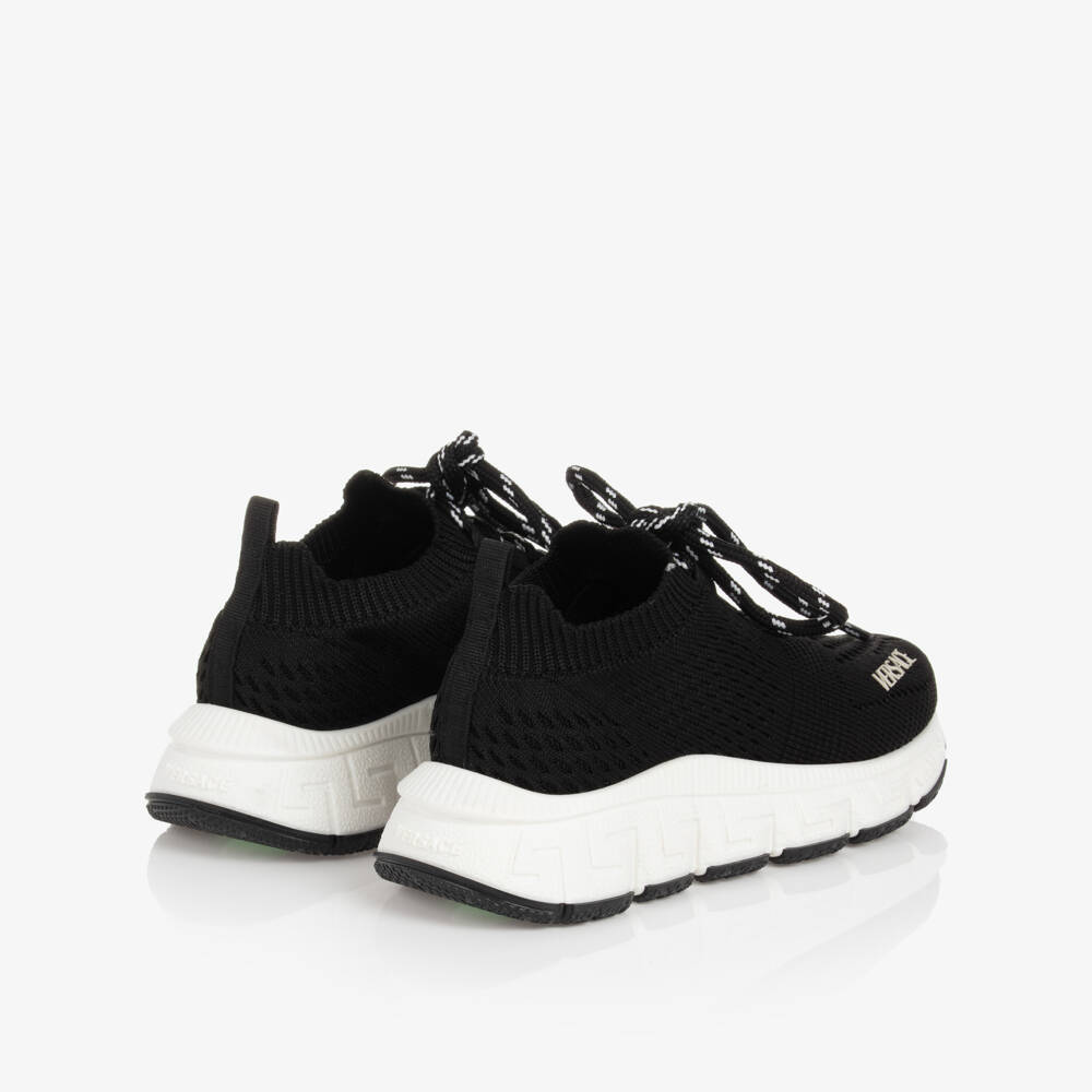 Versace-Black Knitted Trigreca Trainers | Childrensalon Outlet