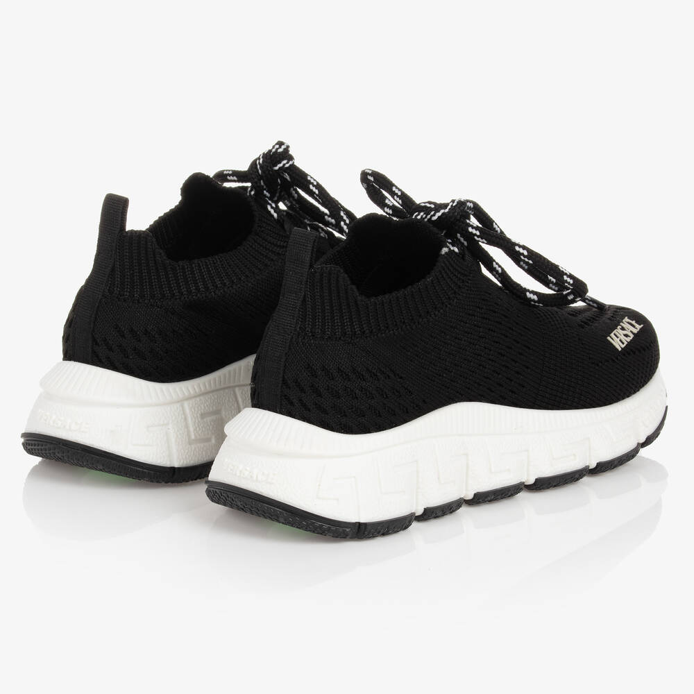 Versace-Black Knitted Trigreca Trainers | Childrensalon Outlet