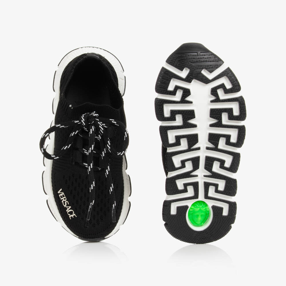 Versace-Black Knitted Trigreca Trainers | Childrensalon Outlet