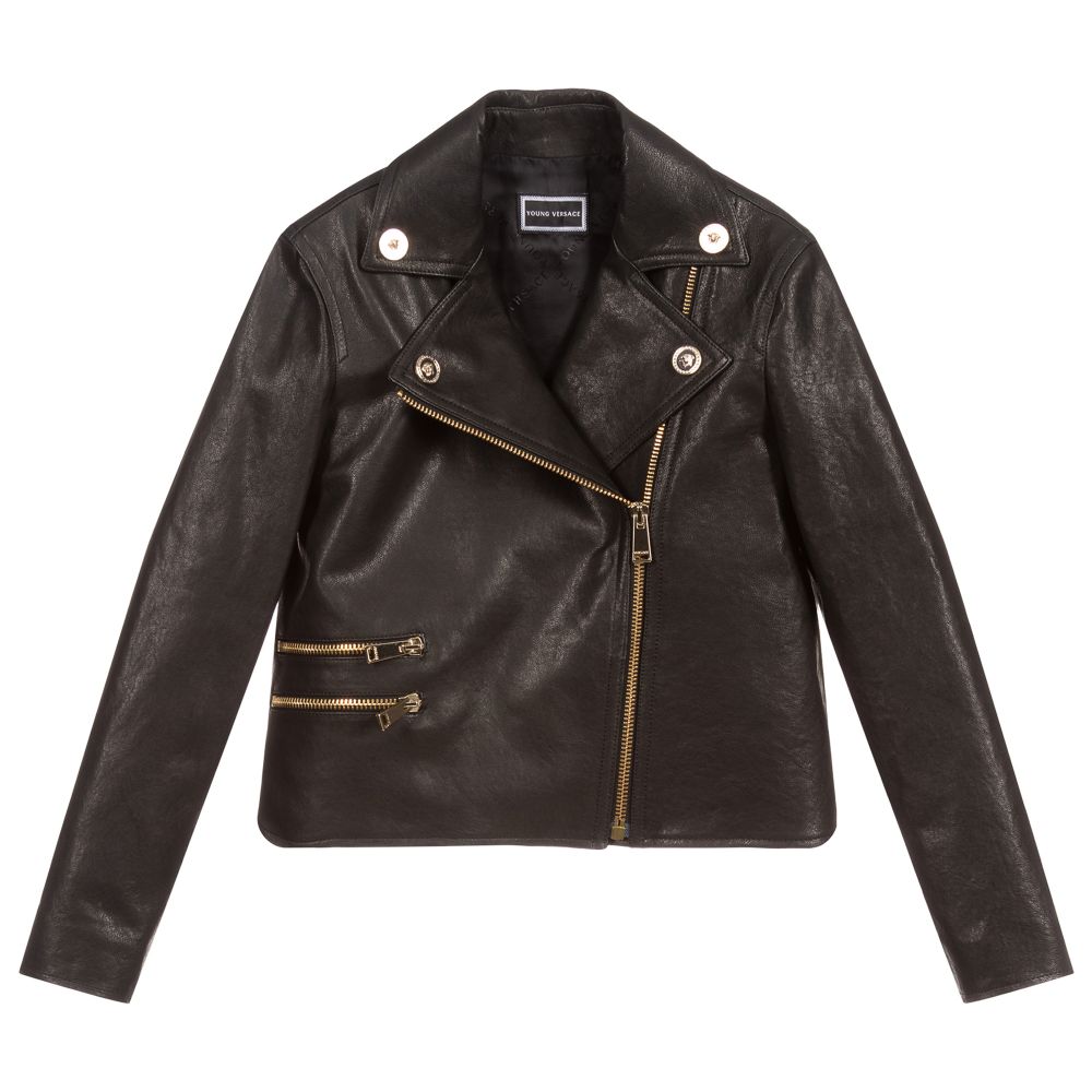 Versace - Black Leather Biker Jacket | Childrensalon