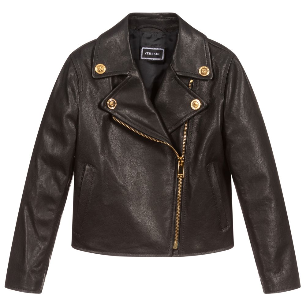 Versace - Black Leather Biker Jacket | Childrensalon