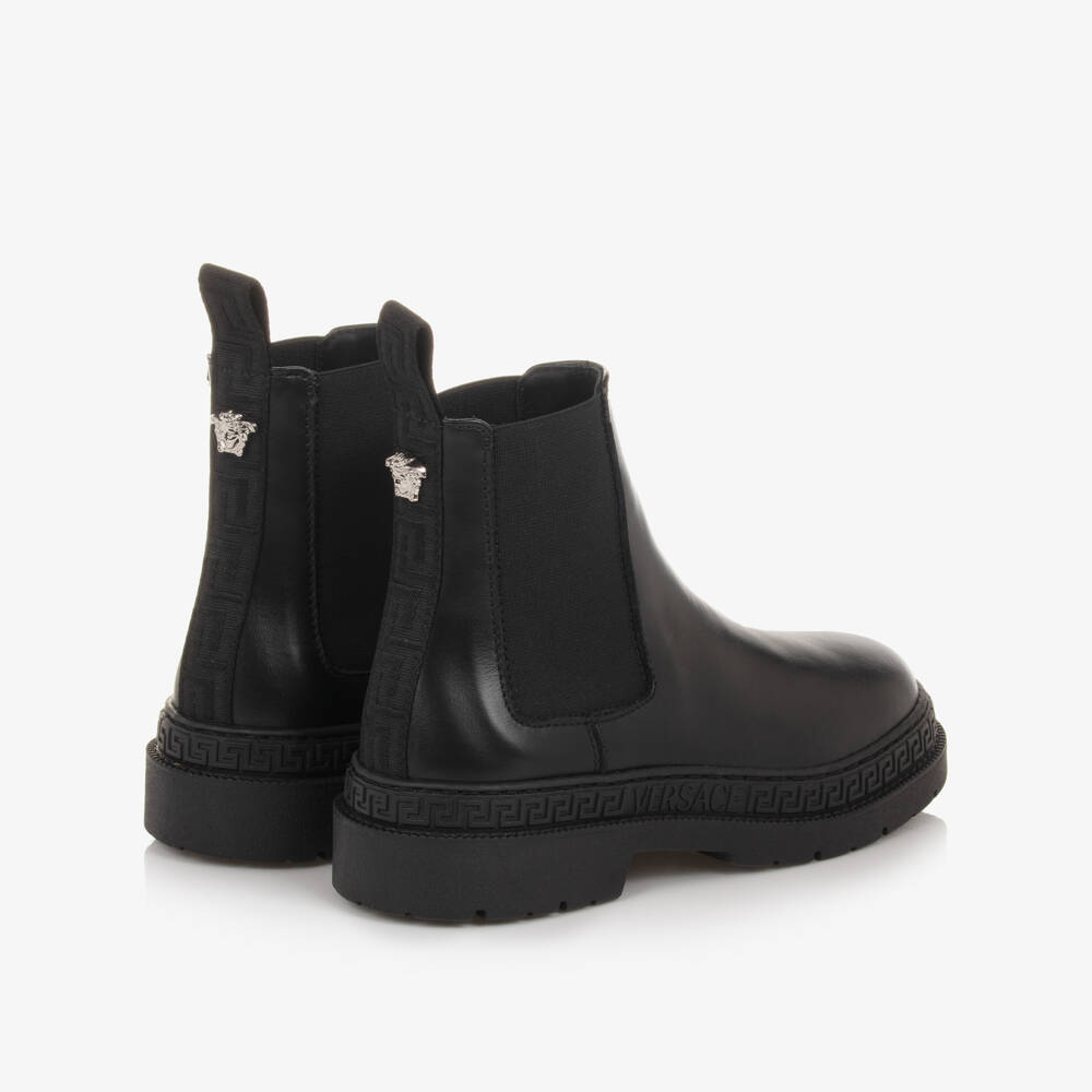 Versace-Black Leather Chelsea Boots | Childrensalon Outlet