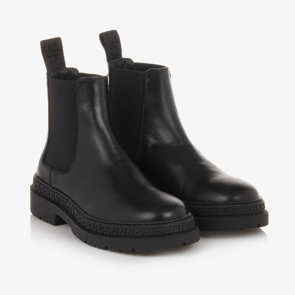 Versace - Schwarze Chelsea-Boots aus Leder | Childrensalon