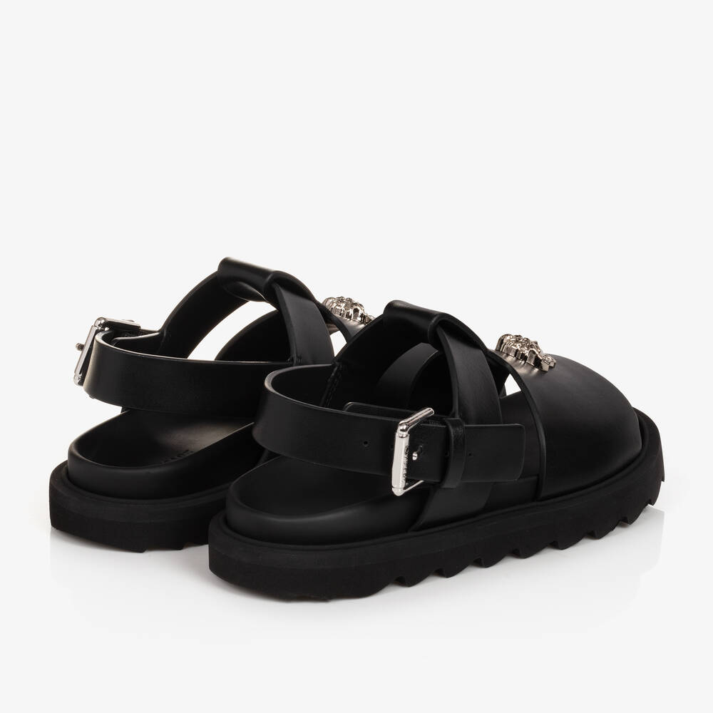 Versace-صندل جلد لون أسود | Childrensalon Outlet