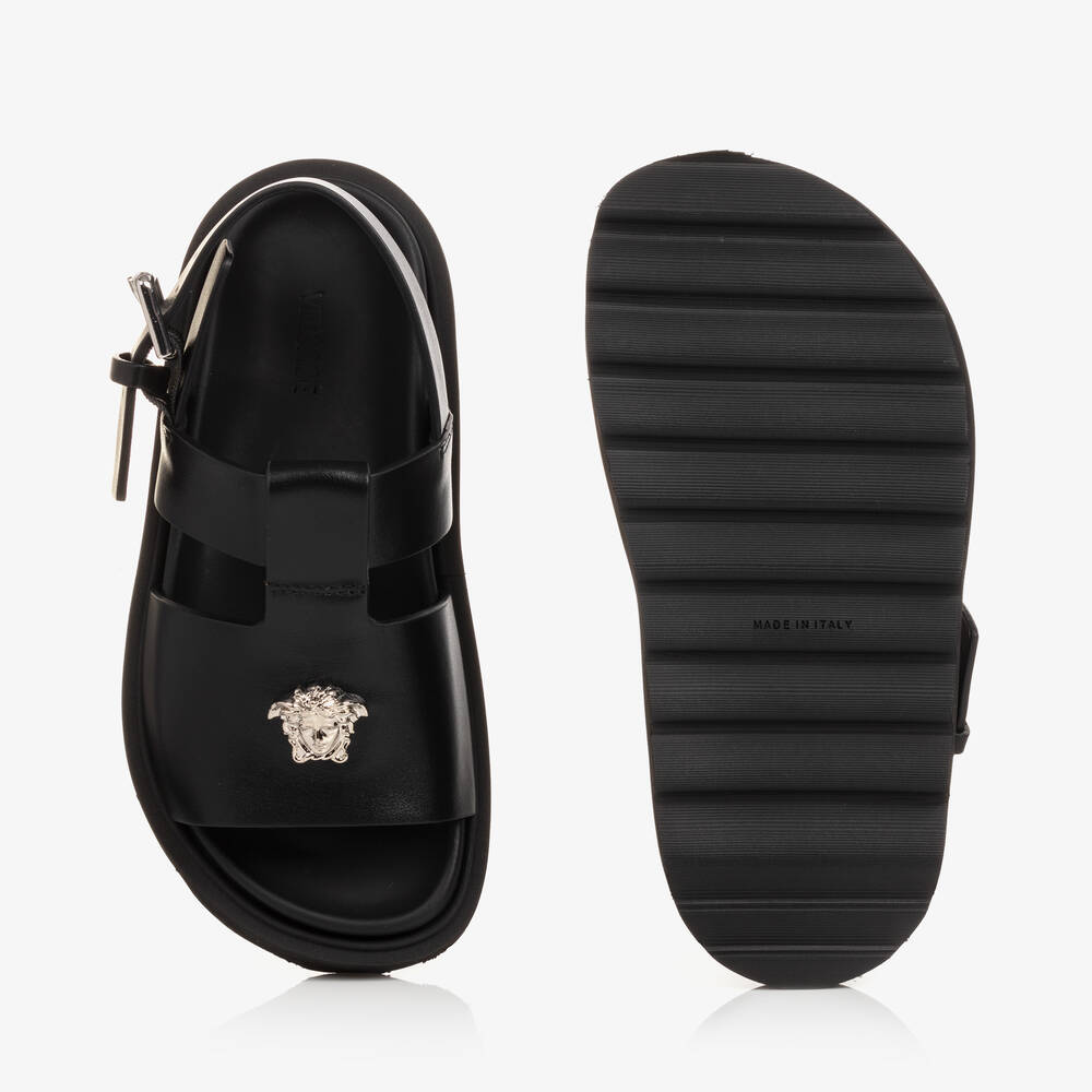 Versace-صندل جلد لون أسود | Childrensalon Outlet