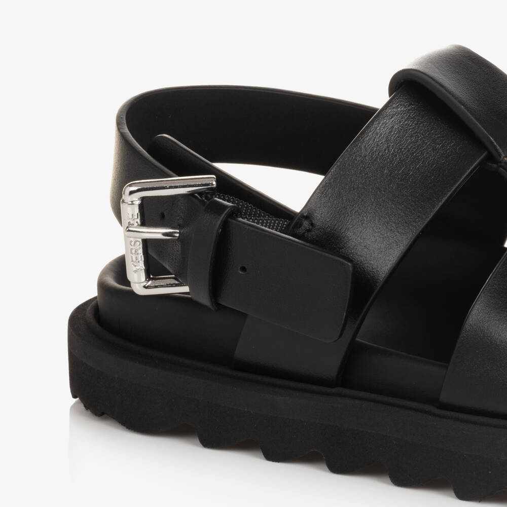 Versace-Black Leather Medusa Sandals | Childrensalon Outlet