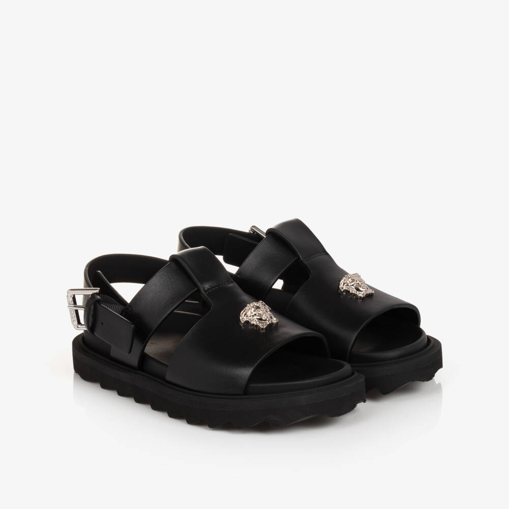 Versace-صندل جلد لون أسود | Childrensalon Outlet