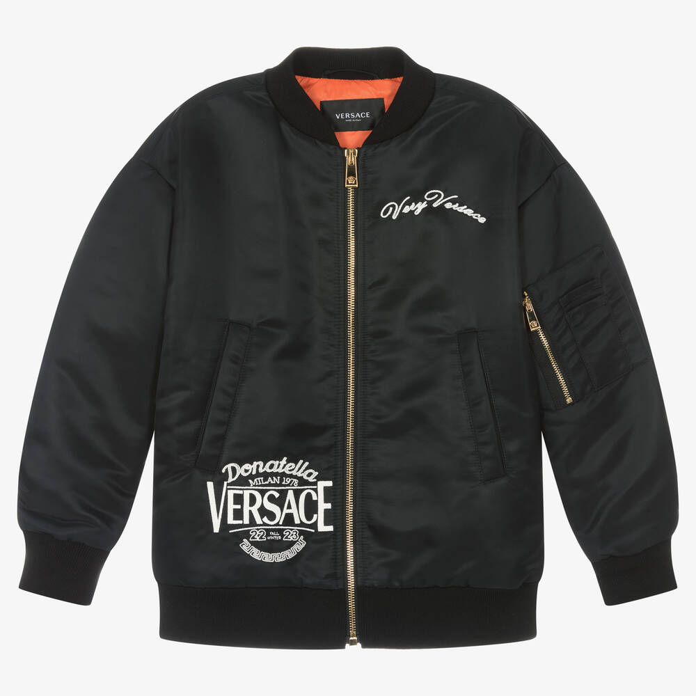 Versace - Black Logo Bomber Jacket | Childrensalon