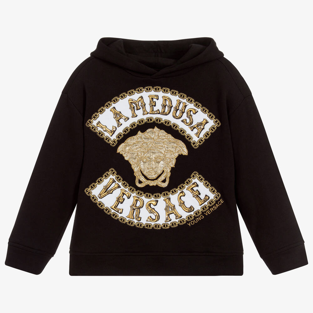 Versace-Black Logo Cotton Sweatshirt  | Childrensalon Outlet
