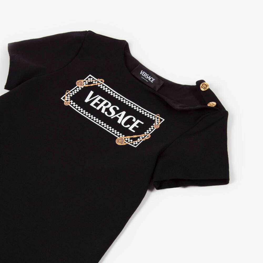 Versace-Black Logo Jersey Dress | Childrensalon Outlet