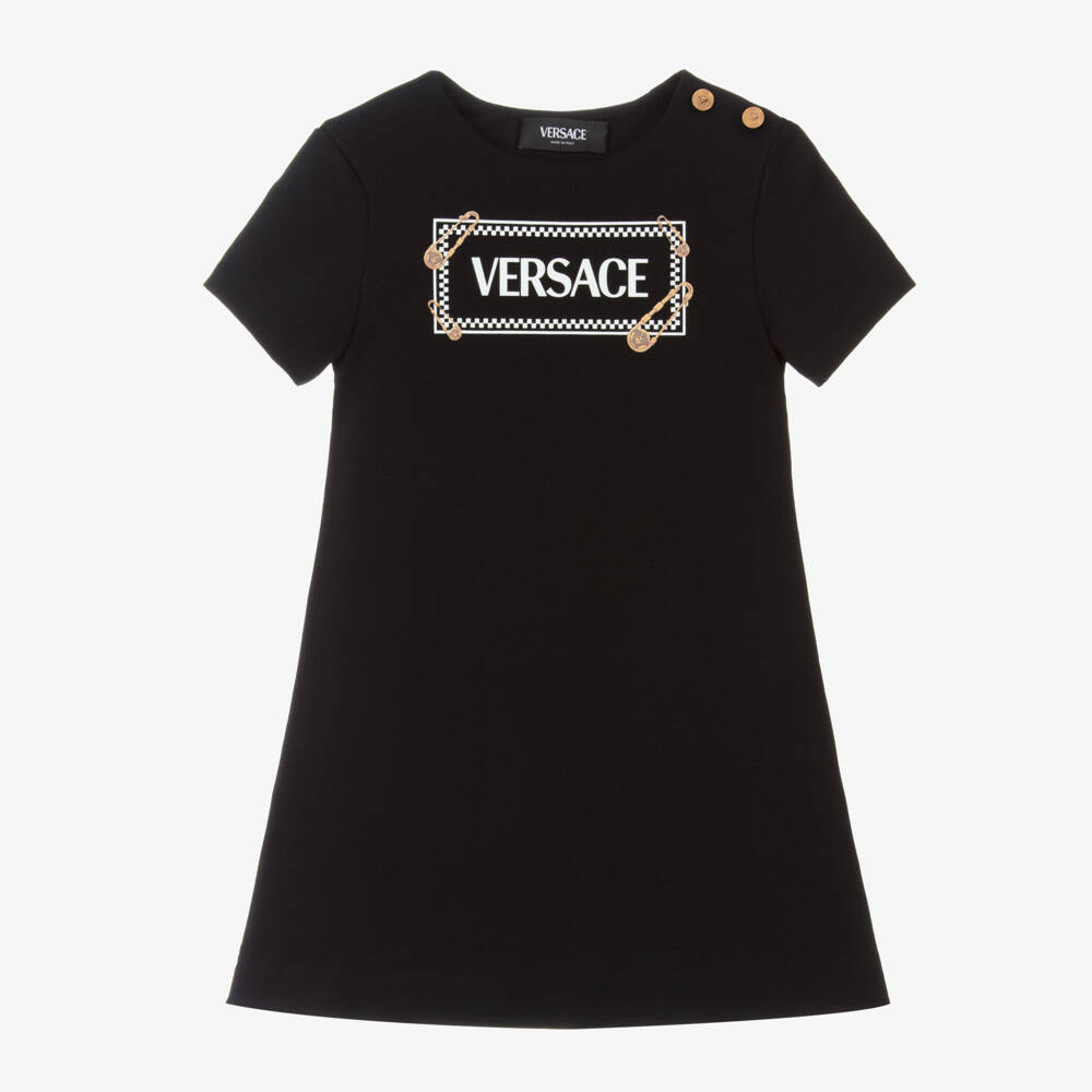 Versace-Black Logo Jersey Dress | Childrensalon Outlet