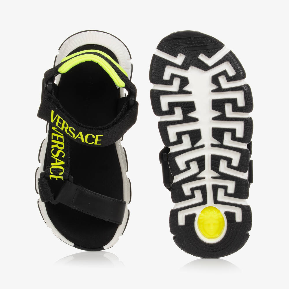 Versace-Black Trigreca Logo Sandals | Childrensalon Outlet