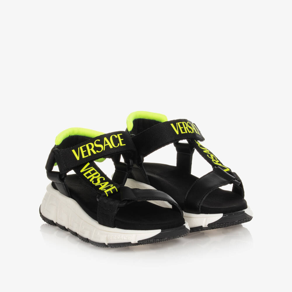Versace-Black Trigreca Logo Sandals | Childrensalon Outlet