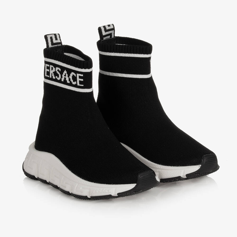 Versace - Black Trigreca Sock Trainers | Childrensalon