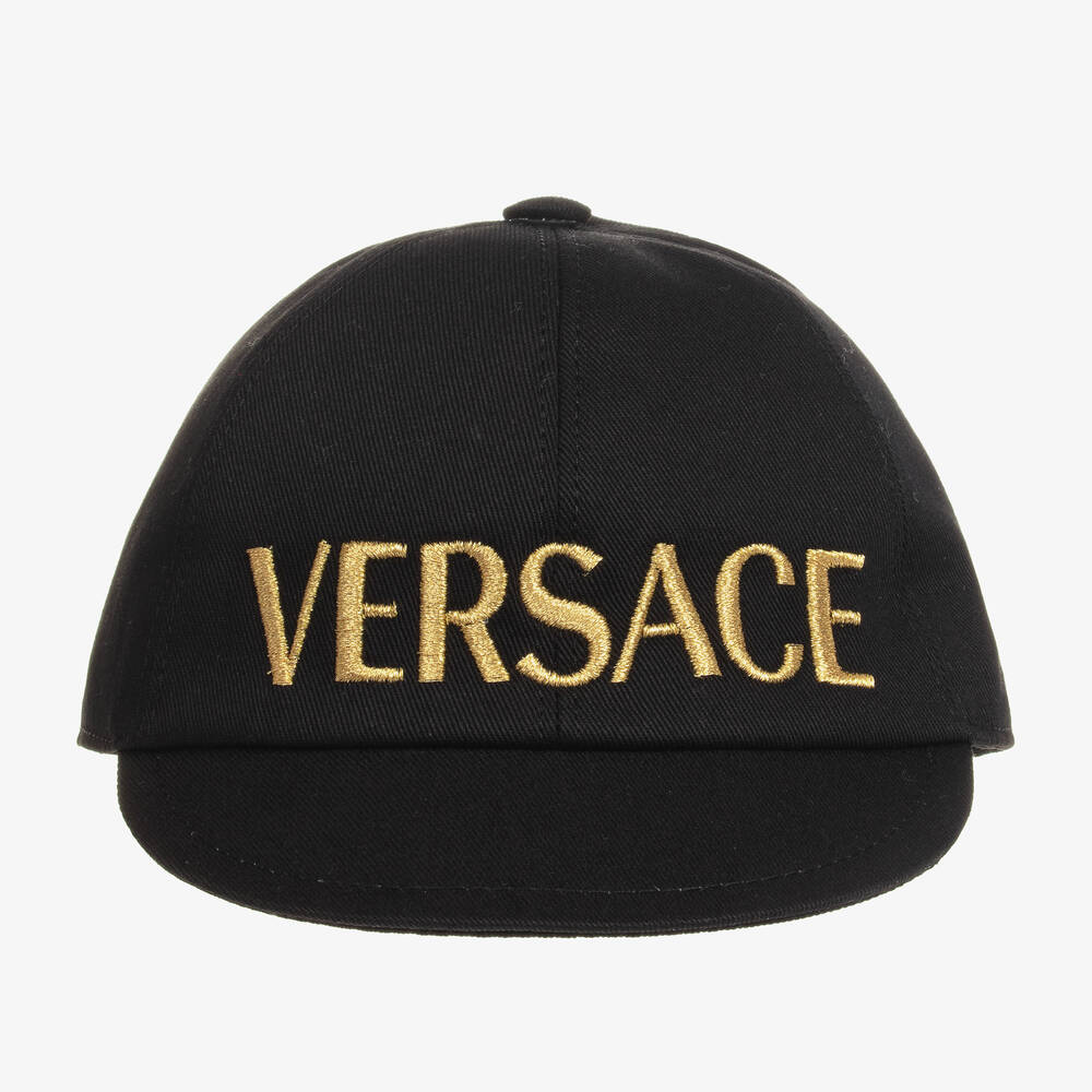Versace-Black Twill Baseball Cap | Childrensalon Outlet