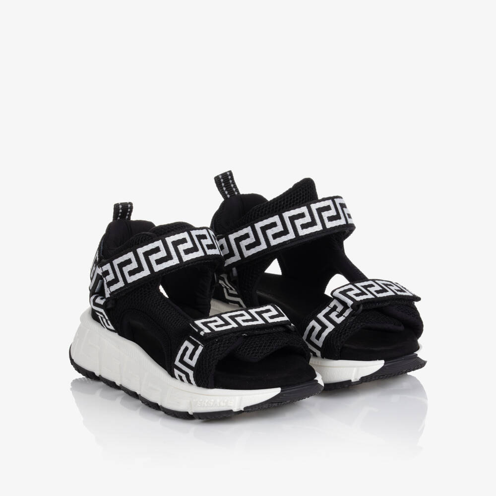 Versace-صندل تينز شبك لون أسود وأبيض | Childrensalon Outlet
