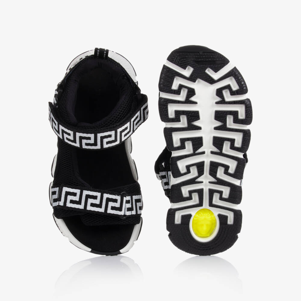Versace-صندل تينز شبك لون أسود وأبيض | Childrensalon Outlet
