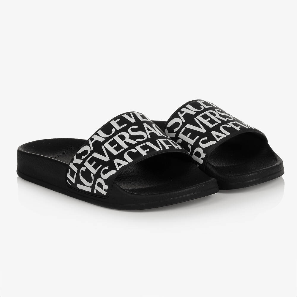 Versace-Black & White Logo Sliders | Childrensalon Outlet