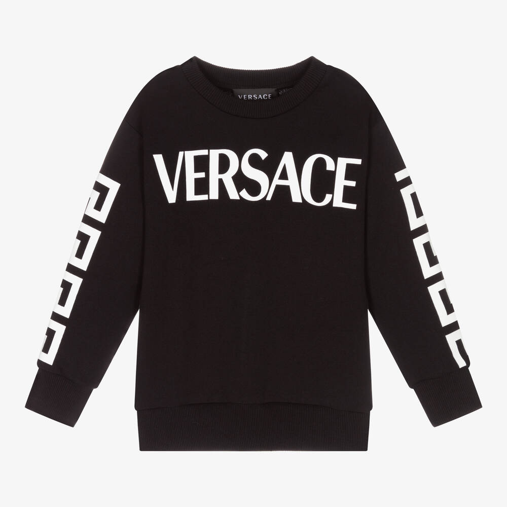 Versace - سويتشيرت قطن لون أسود وأبيض للأولاد | Childrensalon