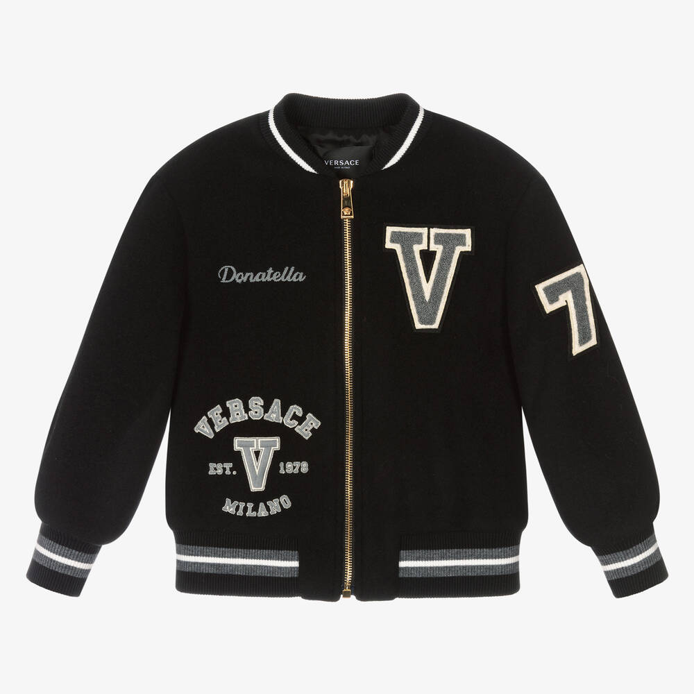 Versace Black Wool Bomber Jacket